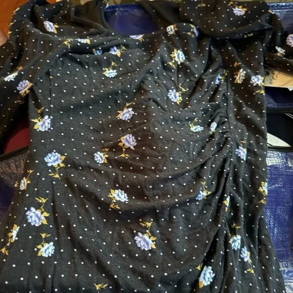 Free People Celia Mini Dress Black Floral Long Sleeve, Size XS, New with Tag - Picture 7 of 9